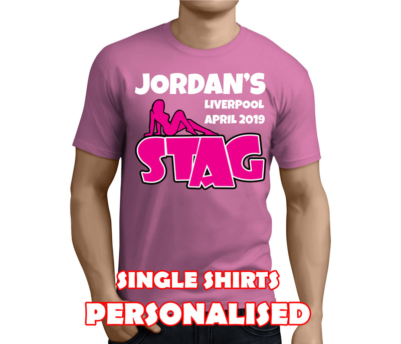 Sexy Silhouette White Custom Stag T-Shirt - Any Name - Party Tee