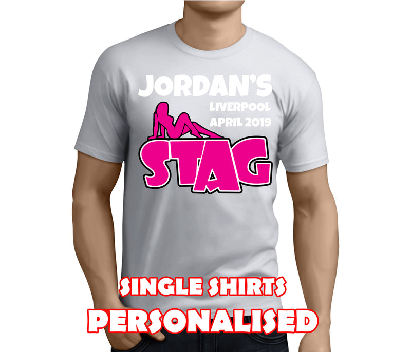 Sexy Silhouette White Custom Stag T-Shirt - Any Name - Party Tee
