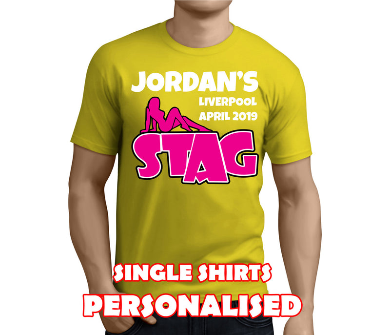 Sexy Silhouette White Custom Stag T-Shirt - Any Name - Party Tee