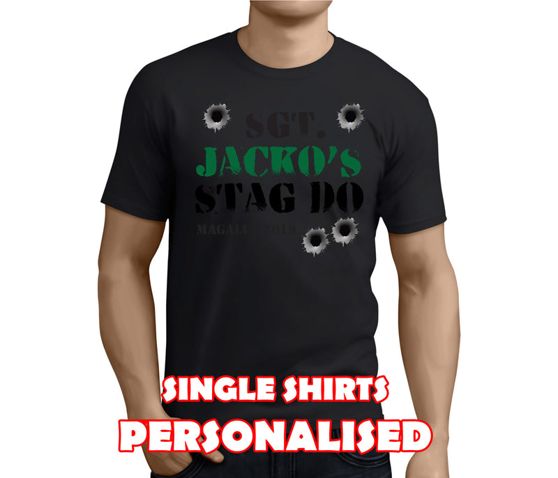 Sgt Stag Colour Custom Stag T-Shirt - Any Name - Party Tee