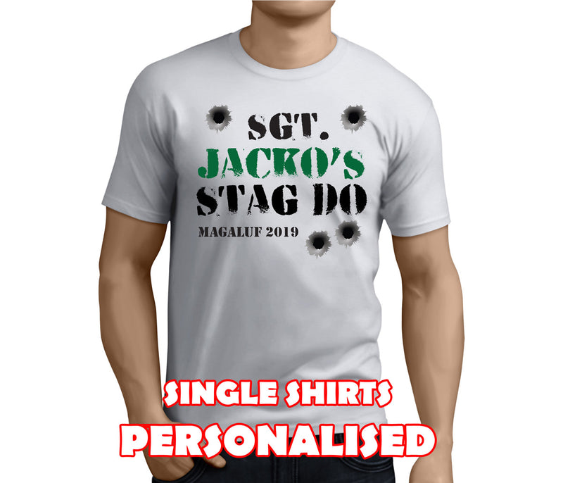 Sgt Stag Colour Custom Stag T-Shirt - Any Name - Party Tee
