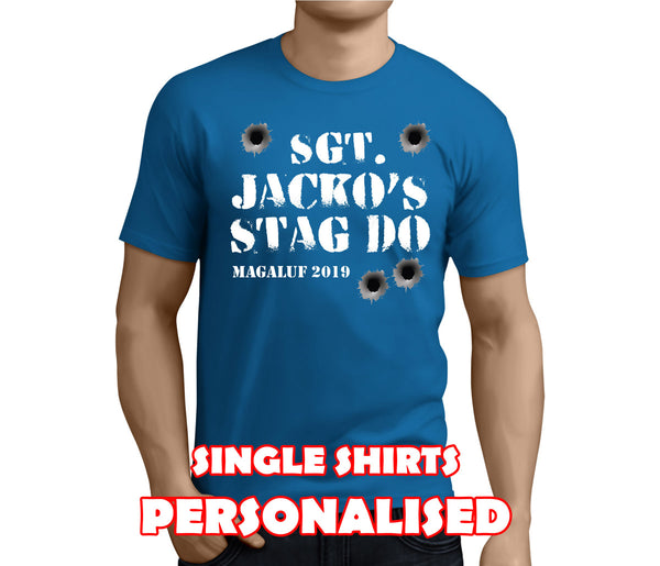 Sgt Stag White Custom Stag T-Shirt - Any Name - Party Tee