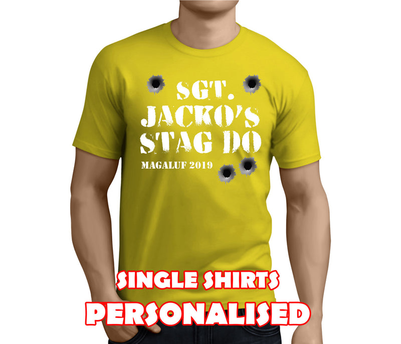 Sgt Stag White Custom Stag T-Shirt - Any Name - Party Tee