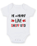 Me and Mummy love SHEFF UTD Personalised FOOTBALL TEAM Baby Grow