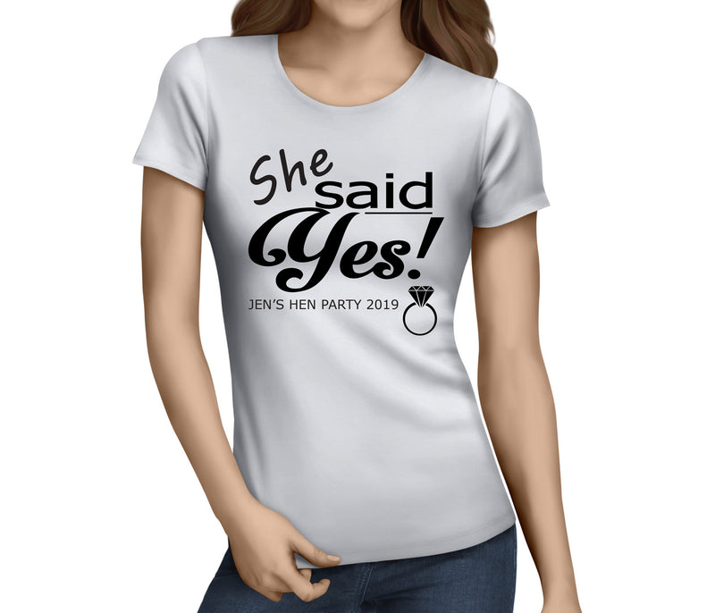 She Said Yes Black Hen T-Shirt - Any Name - Party Tee