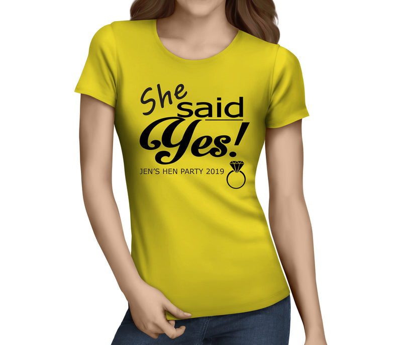 She Said Yes Black Hen T-Shirt - Any Name - Party Tee
