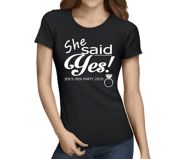 She Said Yes White Hen T-Shirt - Any Name - Party Tee