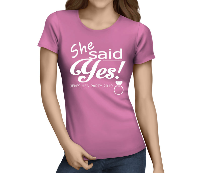 She Said Yes White Hen T-Shirt - Any Name - Party Tee