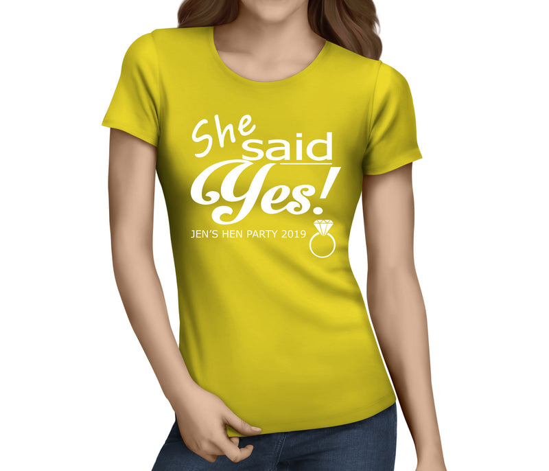 She Said Yes White Hen T-Shirt - Any Name - Party Tee