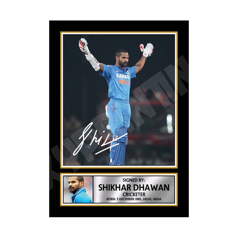 SHIKHAR DHAWAN Limited Edition Cricketer Signed Print - Cricket Player