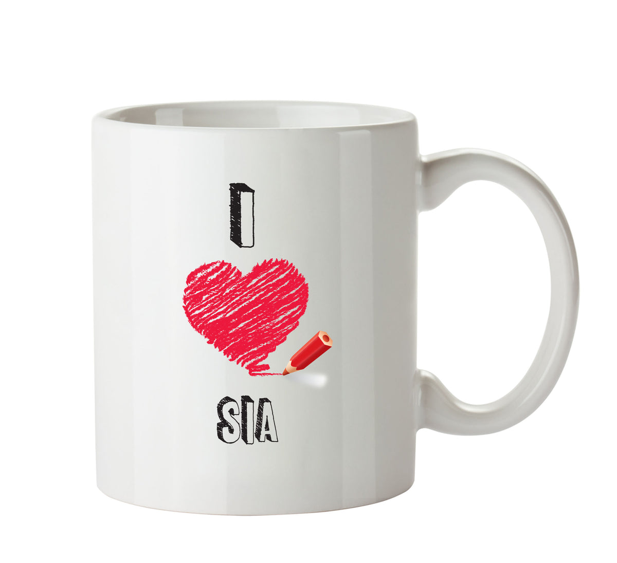 I Love SIA Celebrity Mug – printed mug product image 1