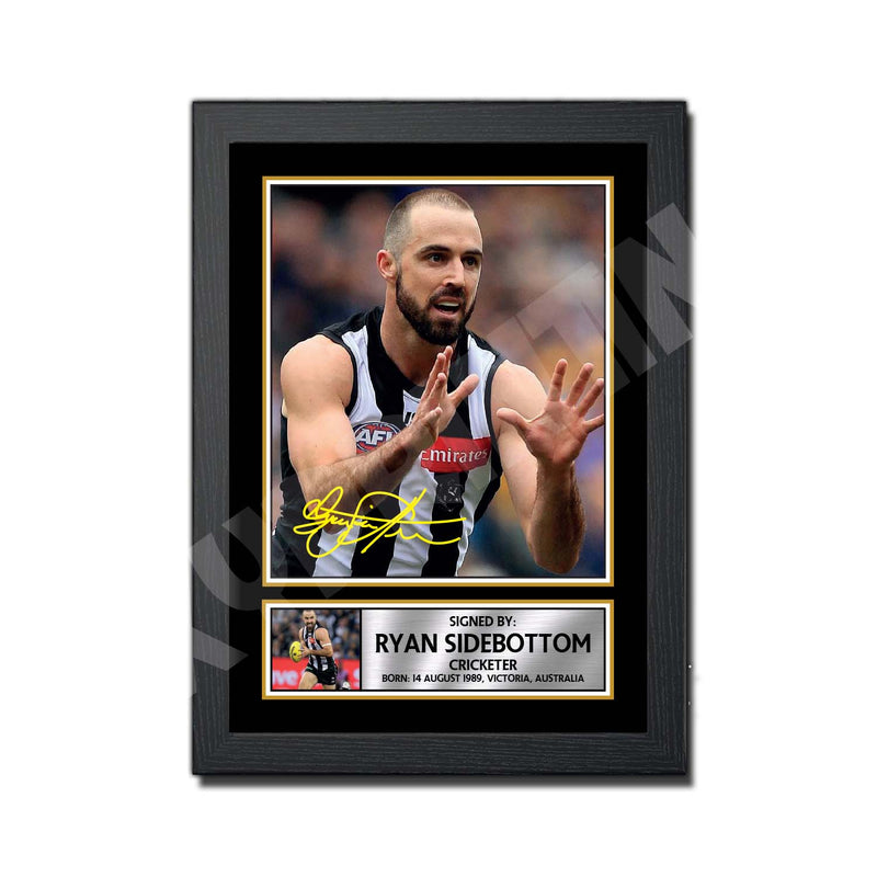 SIDEBOTTOM signature 2 Limited Edition Cricketer Signed Print - Cricket Player