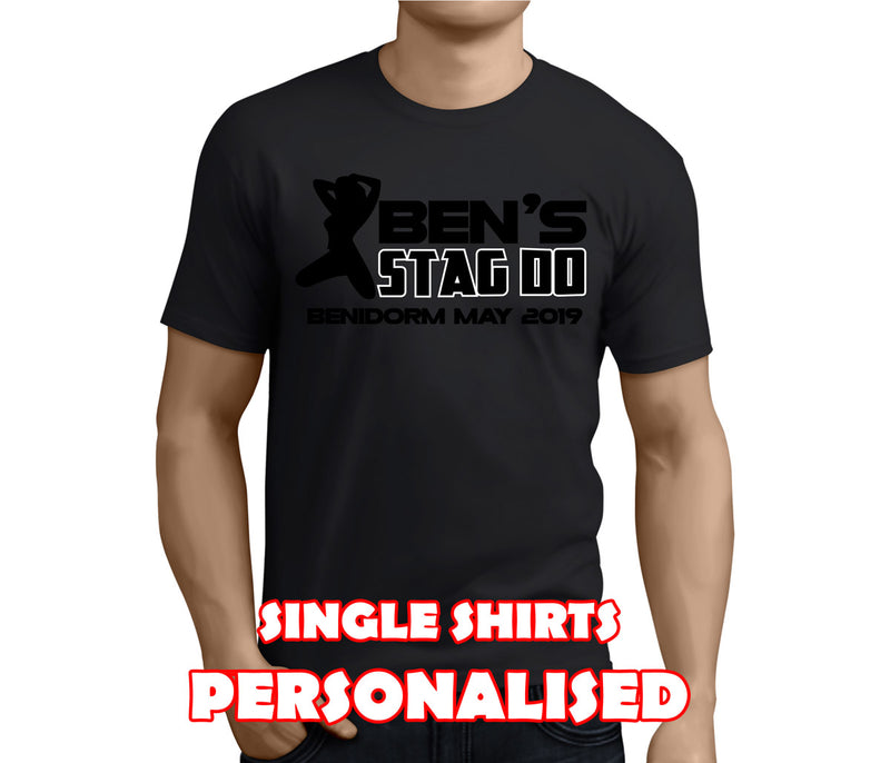 Silhouette Black Custom Stag T-Shirt - Any Name - Party Tee