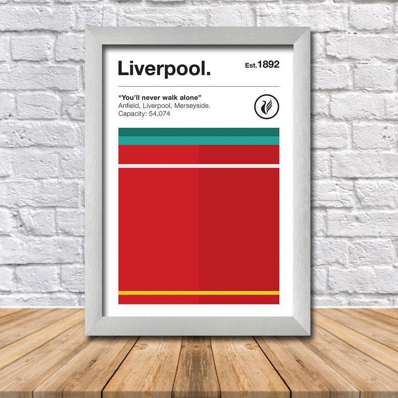 Retro Liverpool Club Colours - Liverpool Fan Football Poster