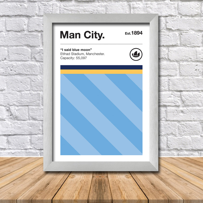 Retro Manchester City Club Colours - Manchester City Fan Football Poster