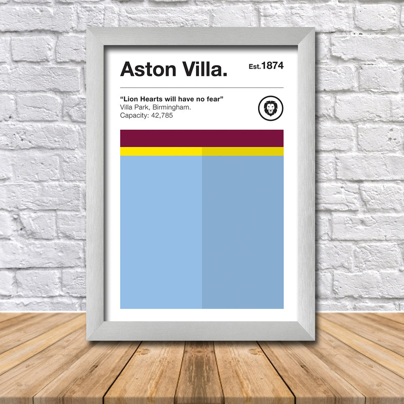 Retro Aston Villa Club Colours - Aston Villa Fan Football Poster