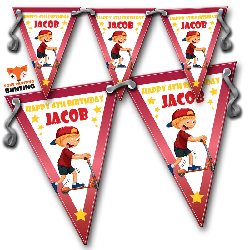 SKATEBOARD SCCOTER Bunting Premium Party Decorations  (Standard Bunting (14.8cm X 21cm))