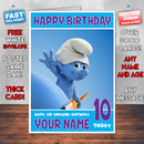 SMURFS BM1 THEME INSPIRED Style PERSONALISED Kids Adult FUNNY Birthday Card