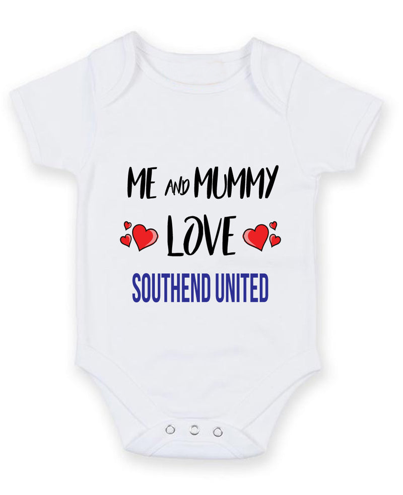 Me and Mummy love SOUTHEND UNITED Personalised FOOTBALL TEAM Baby Grow