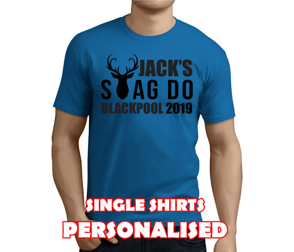 Stag 'A' Black Custom Stag T-Shirt - Any Name - Party Tee
