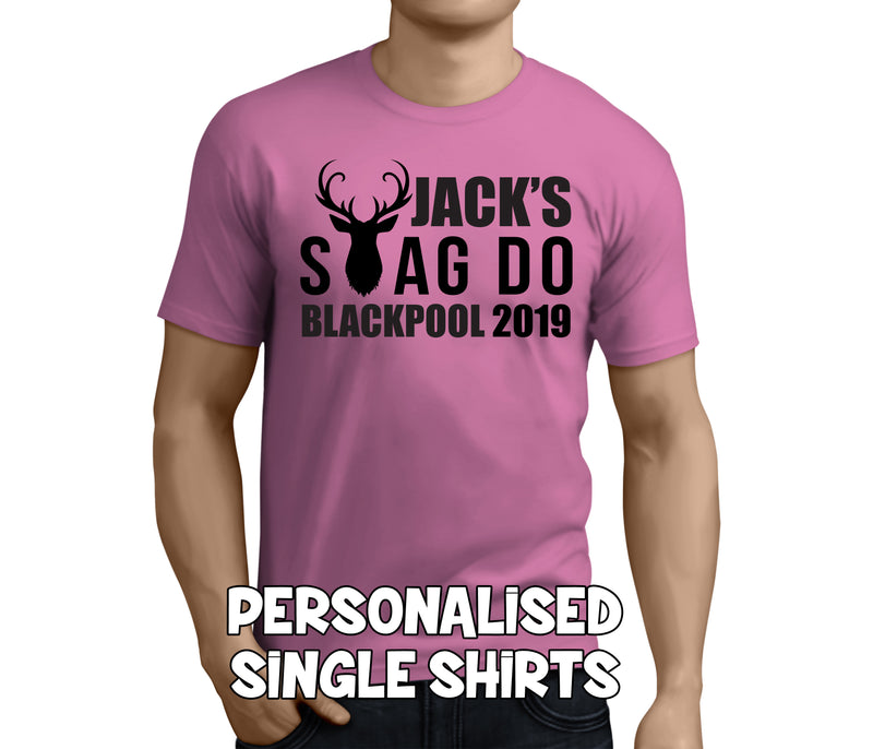 Stag 'A' Black Custom Stag T-Shirt - Any Name - Party Tee
