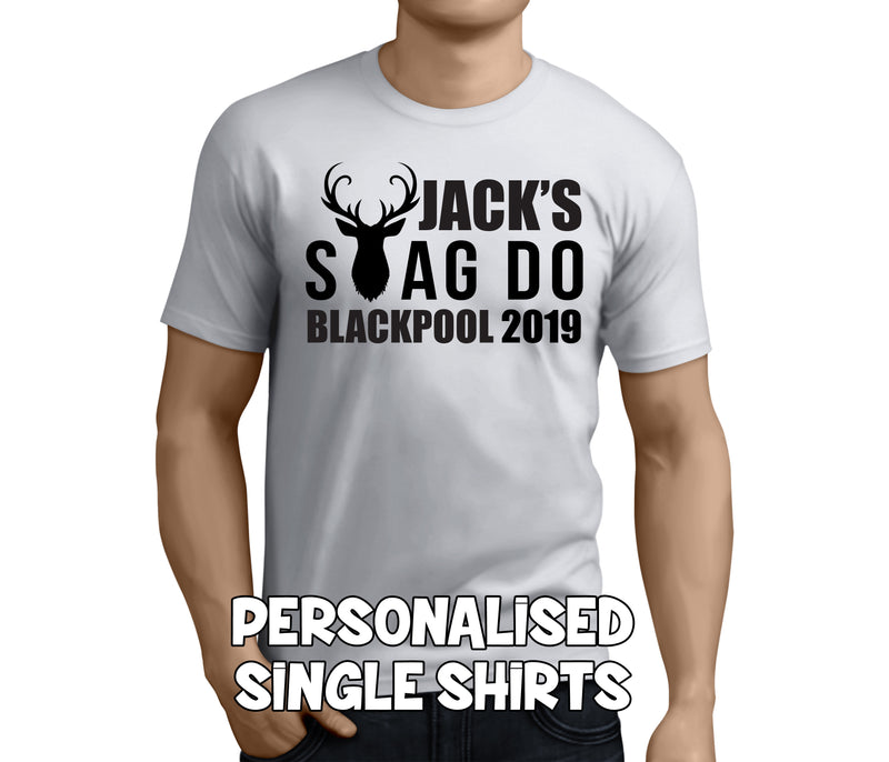Stag 'A' Black Custom Stag T-Shirt - Any Name - Party Tee