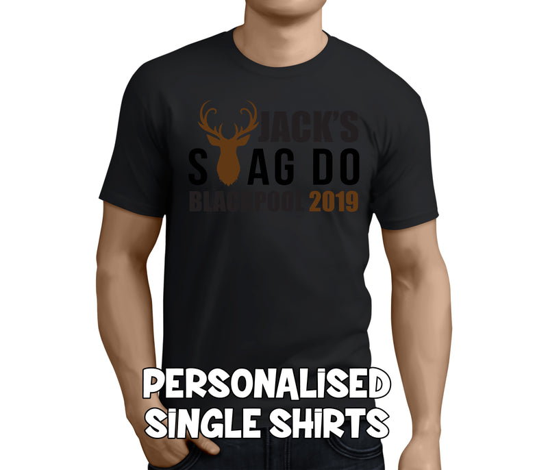 Stag 'A' Colour Custom Stag T-Shirt - Any Name - Party Tee