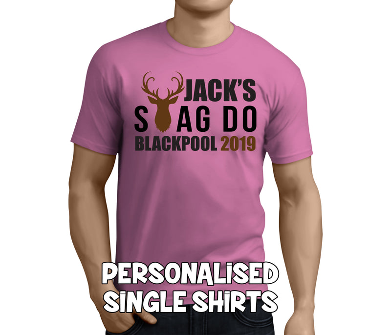 Stag 'A' Colour Custom Stag T-Shirt - Any Name - Party Tee