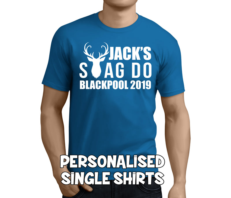 Stag 'A' White Custom Stag T-Shirt - Any Name - Party Tee