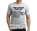Stag Do Checklist Black Custom Stag T-Shirt - Any Name - Party Tee
