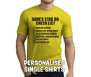 Stag Do Checklist Black Custom Stag T-Shirt - Any Name - Party Tee