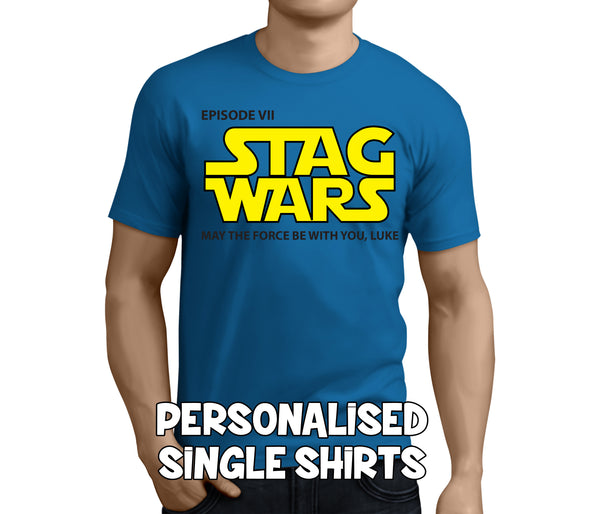 Stag Wars Force Colour Custom Stag T-Shirt - Any Name - Party Tee
