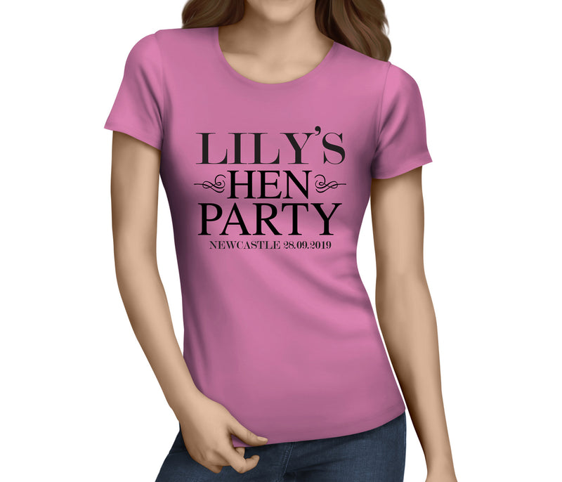 Standard Hen Black 2 Hen T-Shirt - Any Name - Party Tee