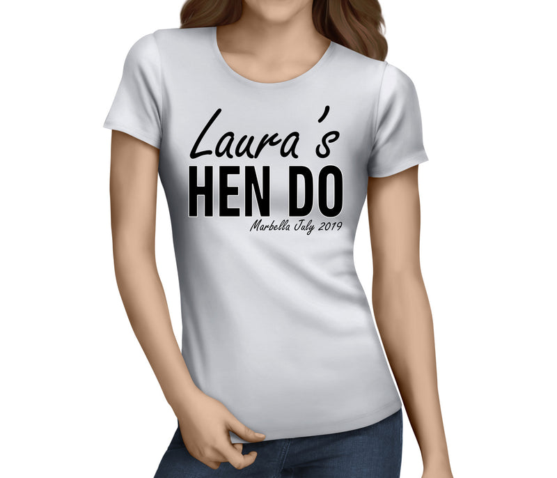 Standard Hen Swirl Black Hen T-Shirt - Any Name - Party Tee