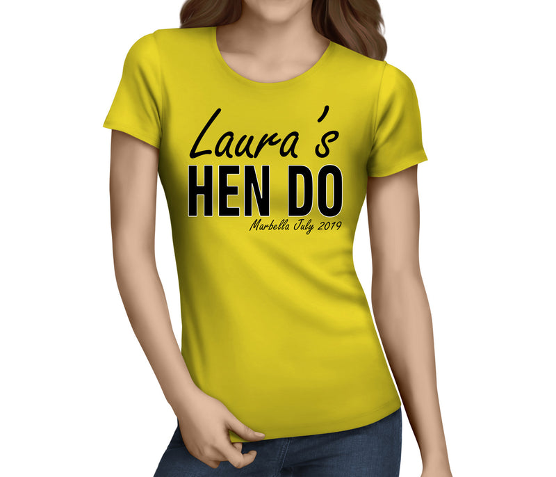 Standard Hen Swirl Black Hen T-Shirt - Any Name - Party Tee