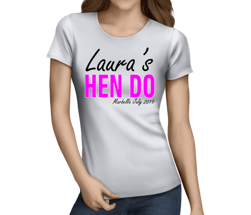 Standard Hen Swirl Colour Hen T-Shirt - Any Name - Party Tee