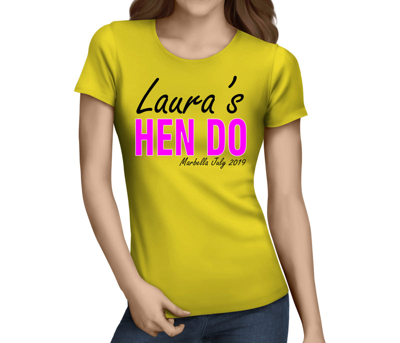 Standard Hen Swirl Colour Hen T-Shirt - Any Name - Party Tee