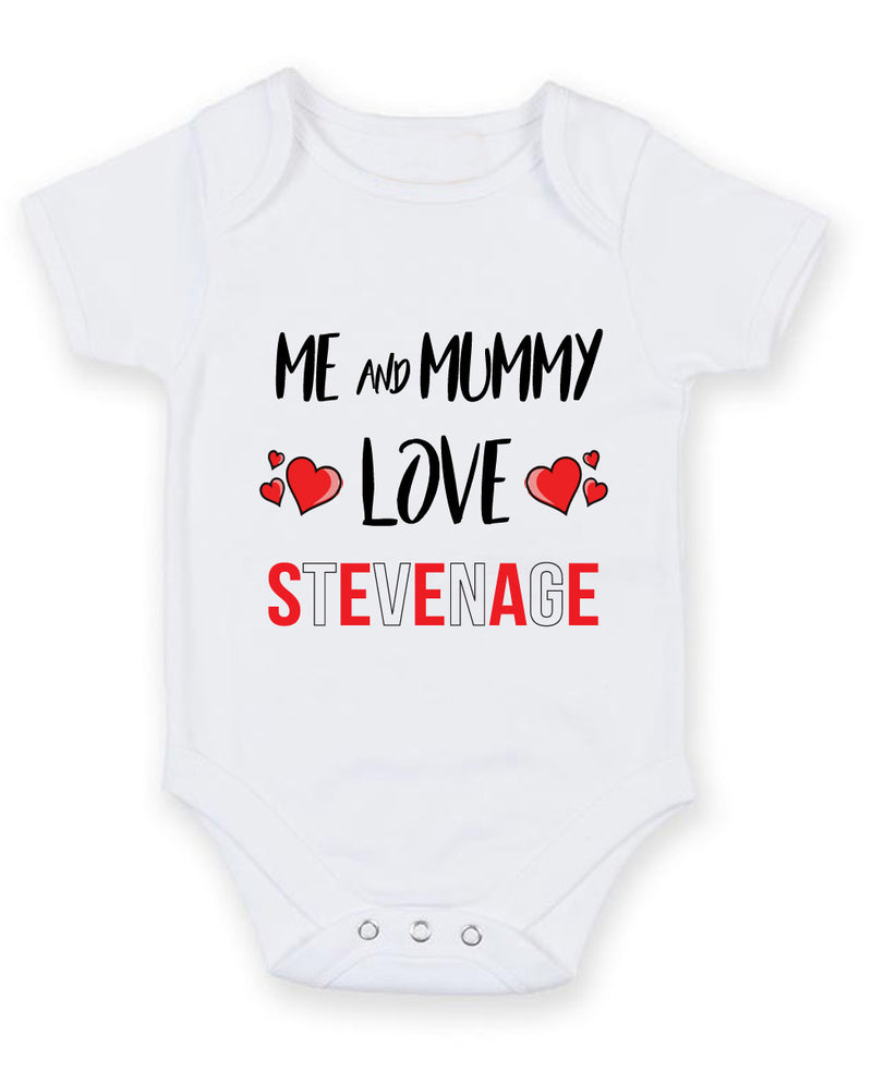 Me and Mummy love STEVENAGE Personalised FOOTBALL TEAM Baby Grow