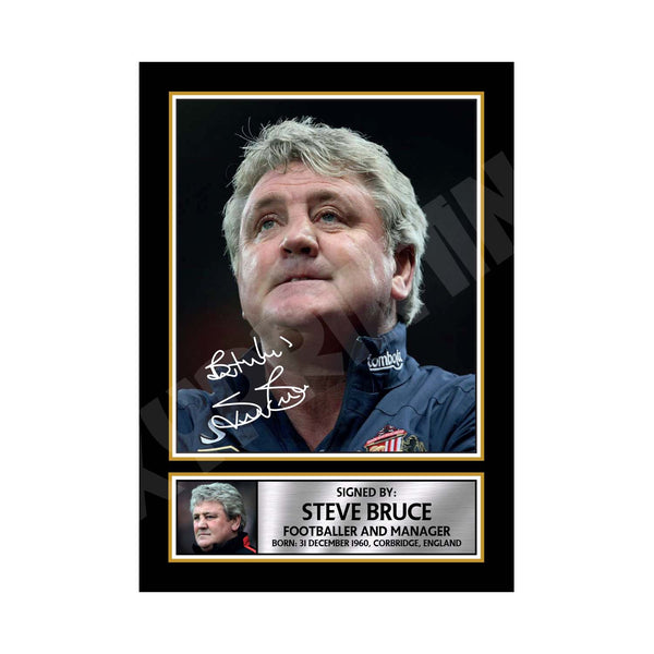 STEVE BRUCE 2 Football Player Printed Signature Print