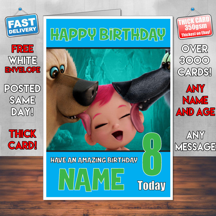 STORKS BABY WOLF BM2 THEME INSPIRED Style PERSONALISED Kids Adult FUNNY Birthday Card