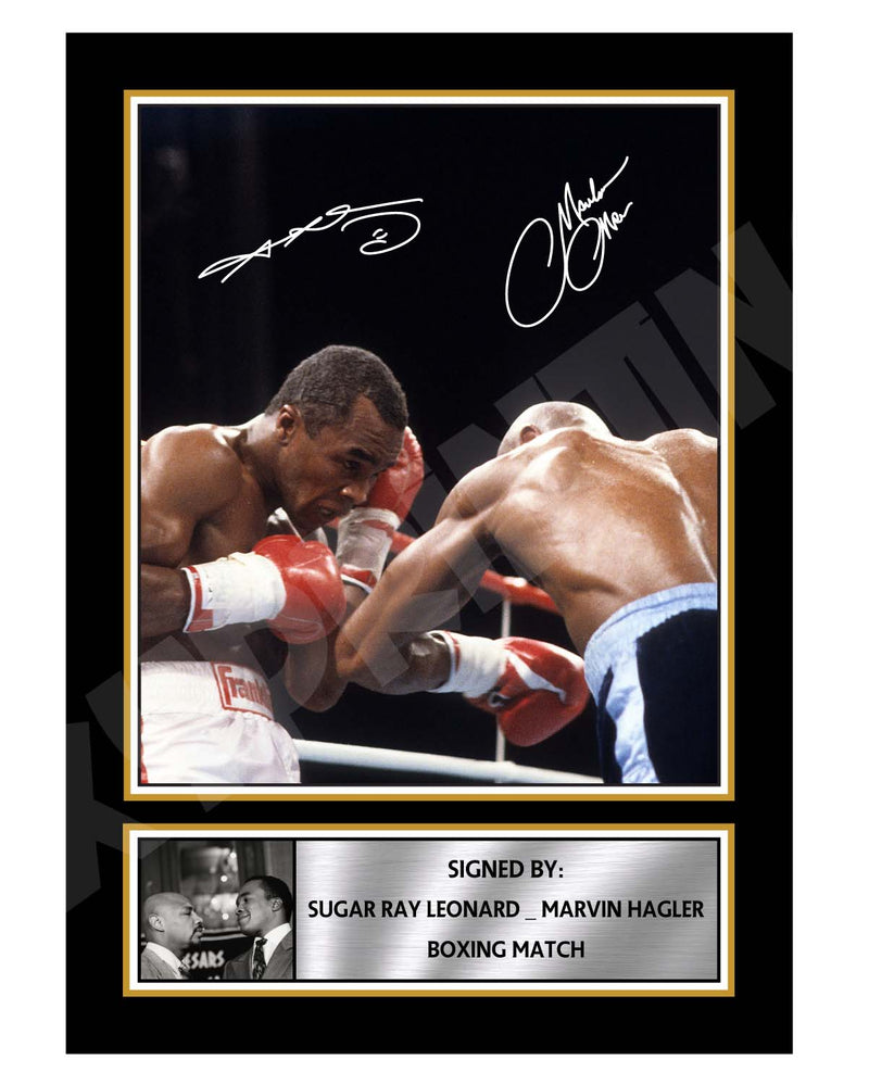 SUGAR RAY LEONARD _ MARVIN HAGLER Limited Edition Boxer Signed Print - Boxing