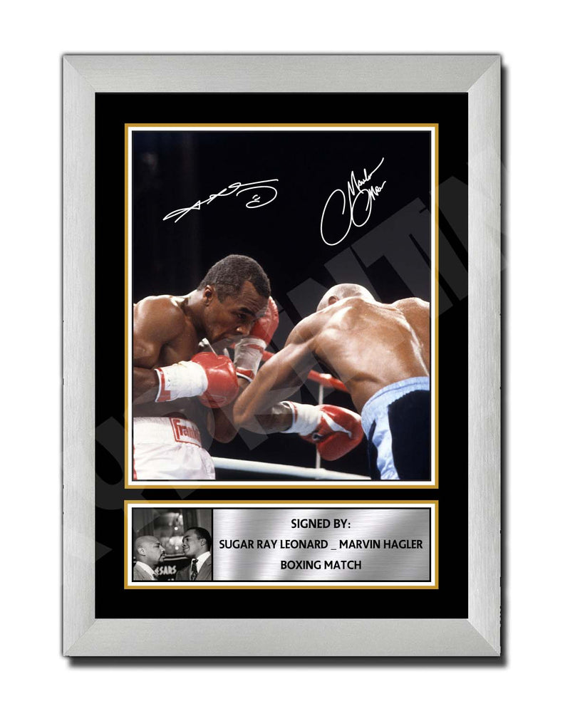 SUGAR RAY LEONARD _ MARVIN HAGLER Limited Edition Boxer Signed Print - Boxing