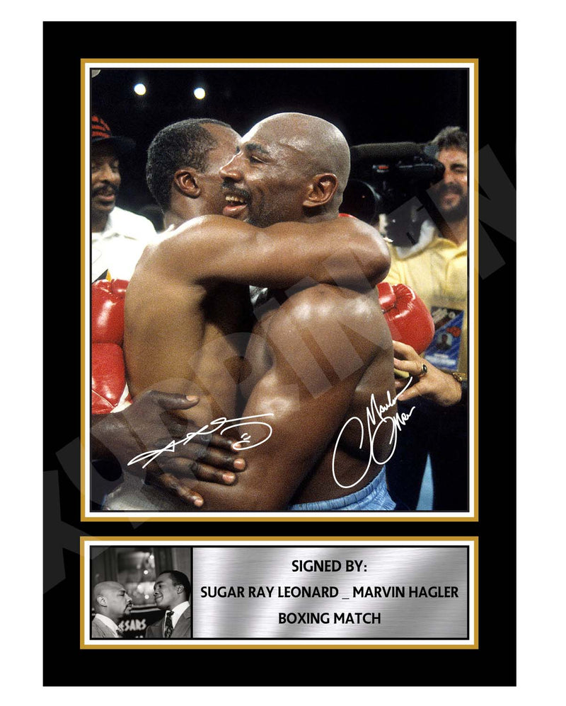SUGAR RAY LEONARD _ MARVIN HAGLER 2 Limited Edition Boxer Signed Print - Boxing