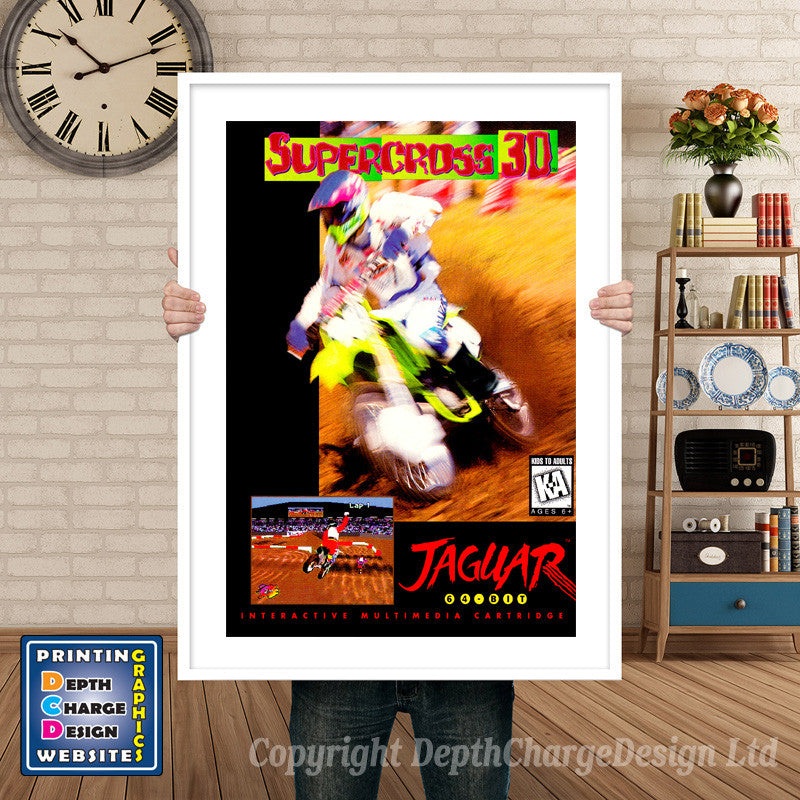 SUPERCROSS 3D JAGUAR CD GAME INSPIRED THEME Retro Gaming Poster A4 A3 A2 Or A1