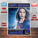 SUPERGIRL 2 SJ THEME INSPIRED Style PERSONALISED Kids Adult FUNNY Birthday Card