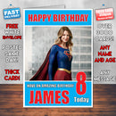 SUPERGIRL BM1 THEME INSPIRED Style PERSONALISED Kids Adult FUNNY Birthday Card