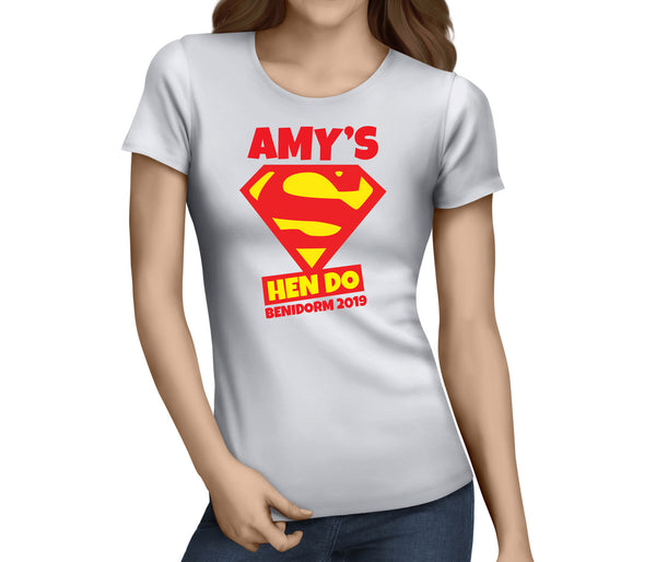 Super Hen Colour Hen T-Shirt - Any Name - Party Tee