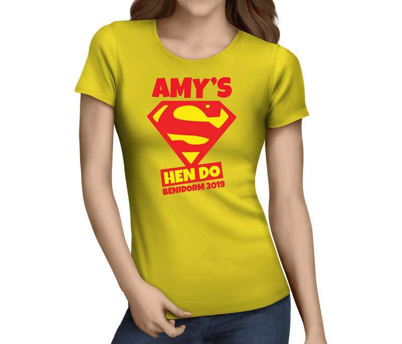 Super Hen Colour Hen T-Shirt - Any Name - Party Tee