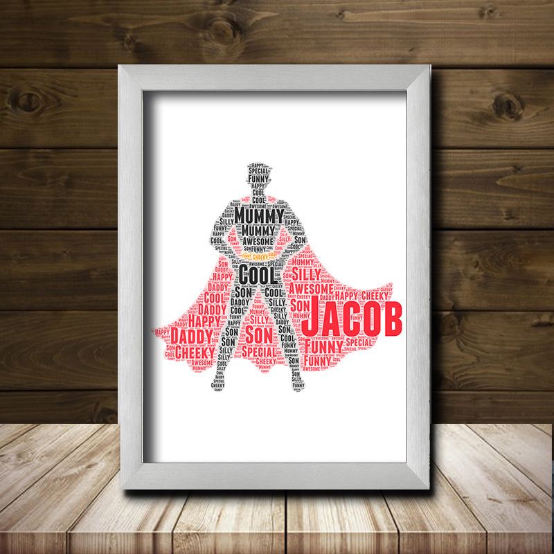Personalised Superhero 1 Word Art Poster Print