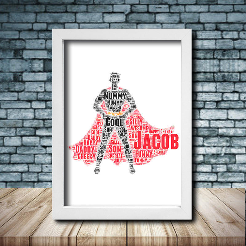 Personalised Superhero 1 Word Art Poster Print